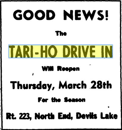 Tari-Ho Drive-In - Mar 1957 Ad